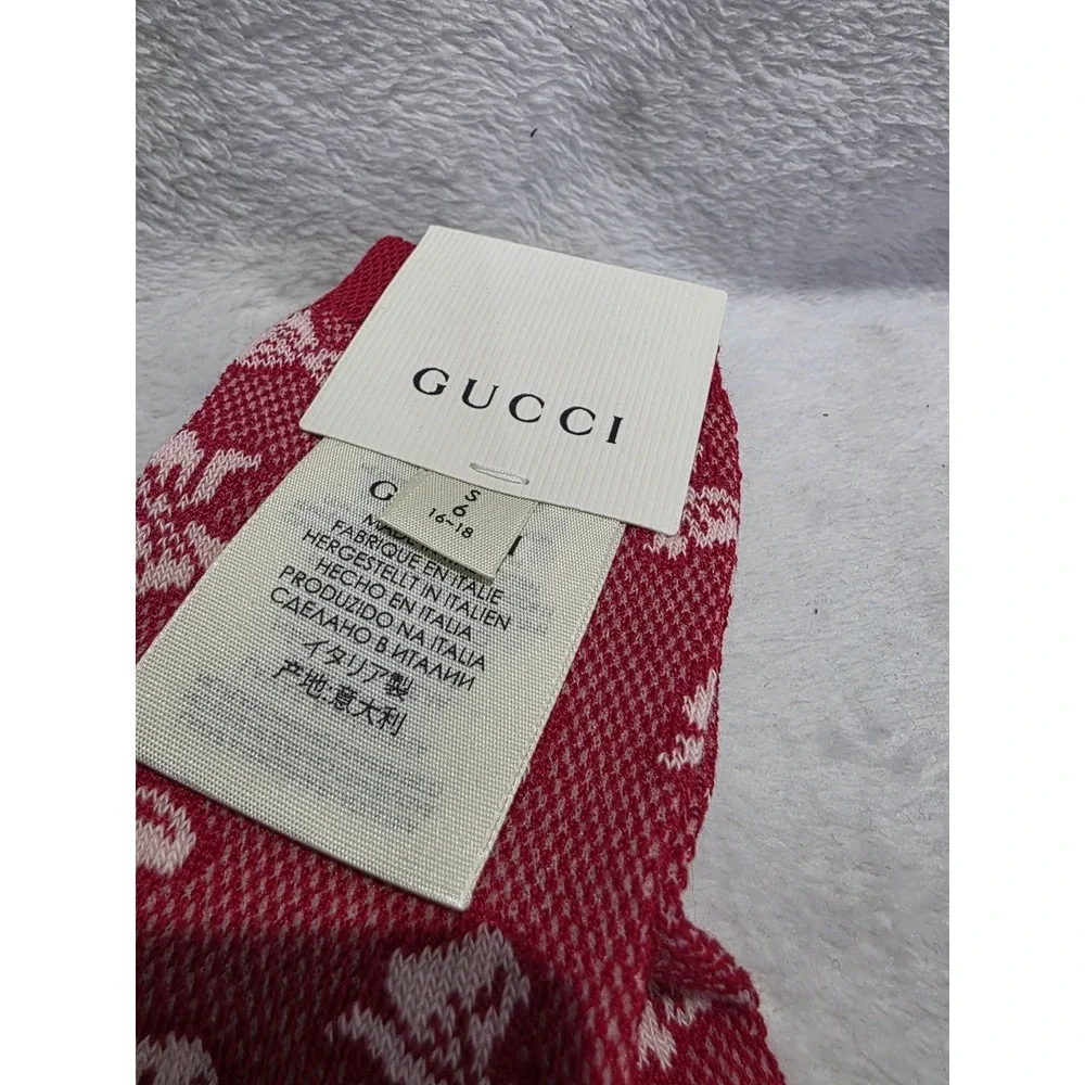 New Authentic Gucci Girl Socks Bows Red/White Cotton Rare Luxury Preppy Sz 6 Sm